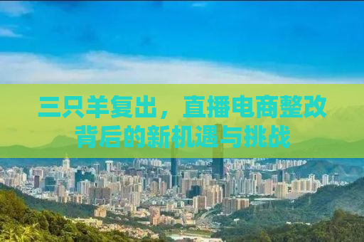 三只羊复出，直播电商整改背后的新机遇与挑战