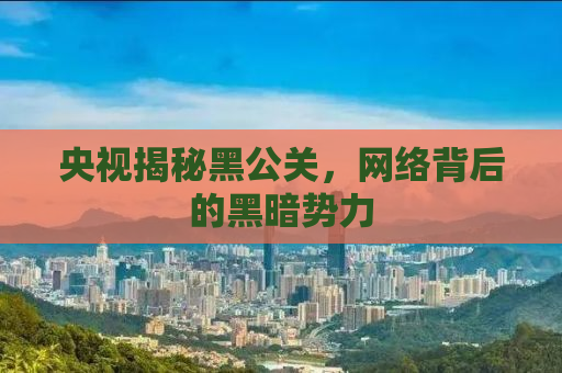 央视揭秘黑公关，网络背后的黑暗势力