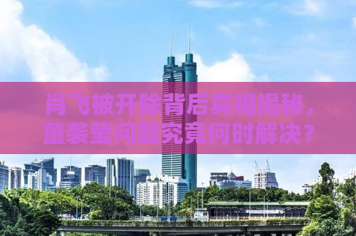 肖飞被开除背后真相揭秘，董袭莹问题究竟何时解决？